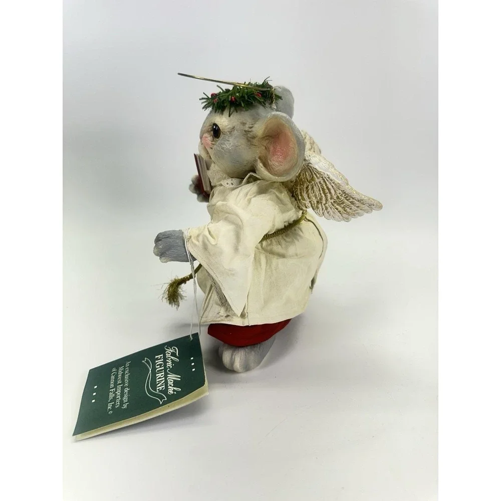 Vintage Midwest Cannon Falls Angel Mouse Fabric Mache Figurine Christmas Taiwan